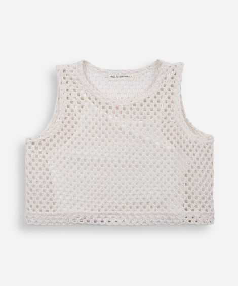 cropped de tricot juvenil bege