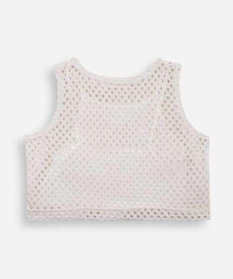 cropped de tricot juvenil bege