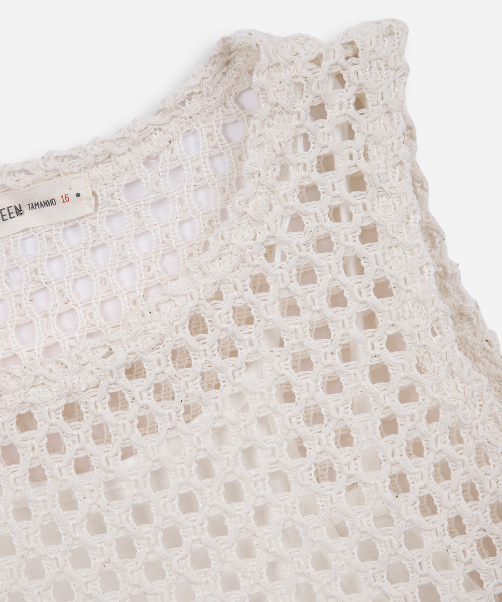 cropped de tricot juvenil bege