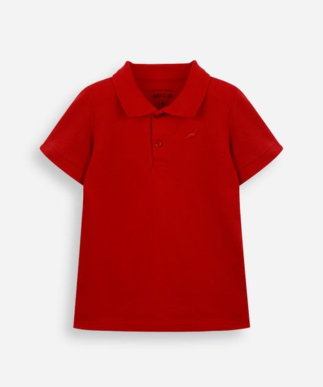 polo infantil de algodão com bordado vermelha