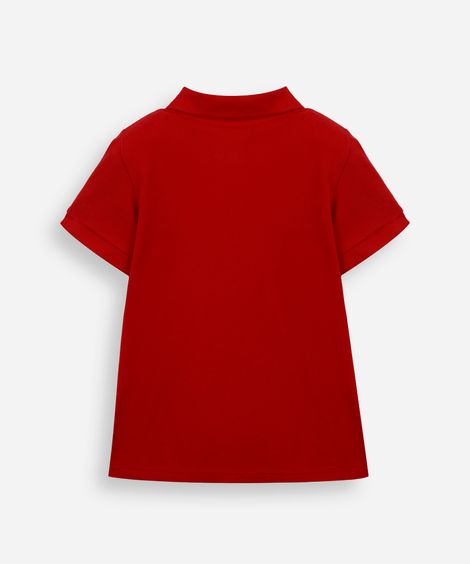 polo infantil de algodão com bordado vermelha