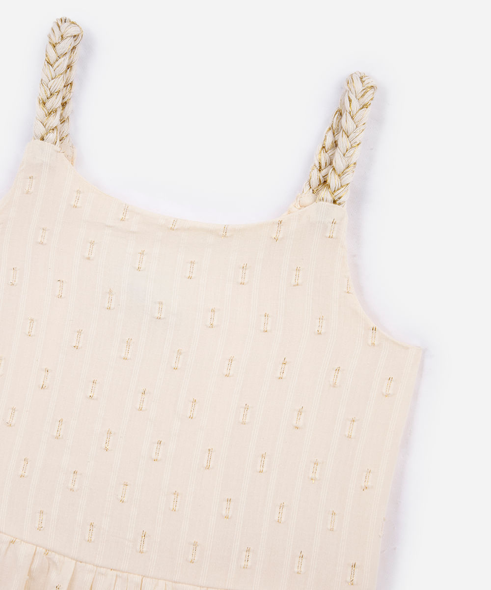 vestido infantil com alça trançada bege