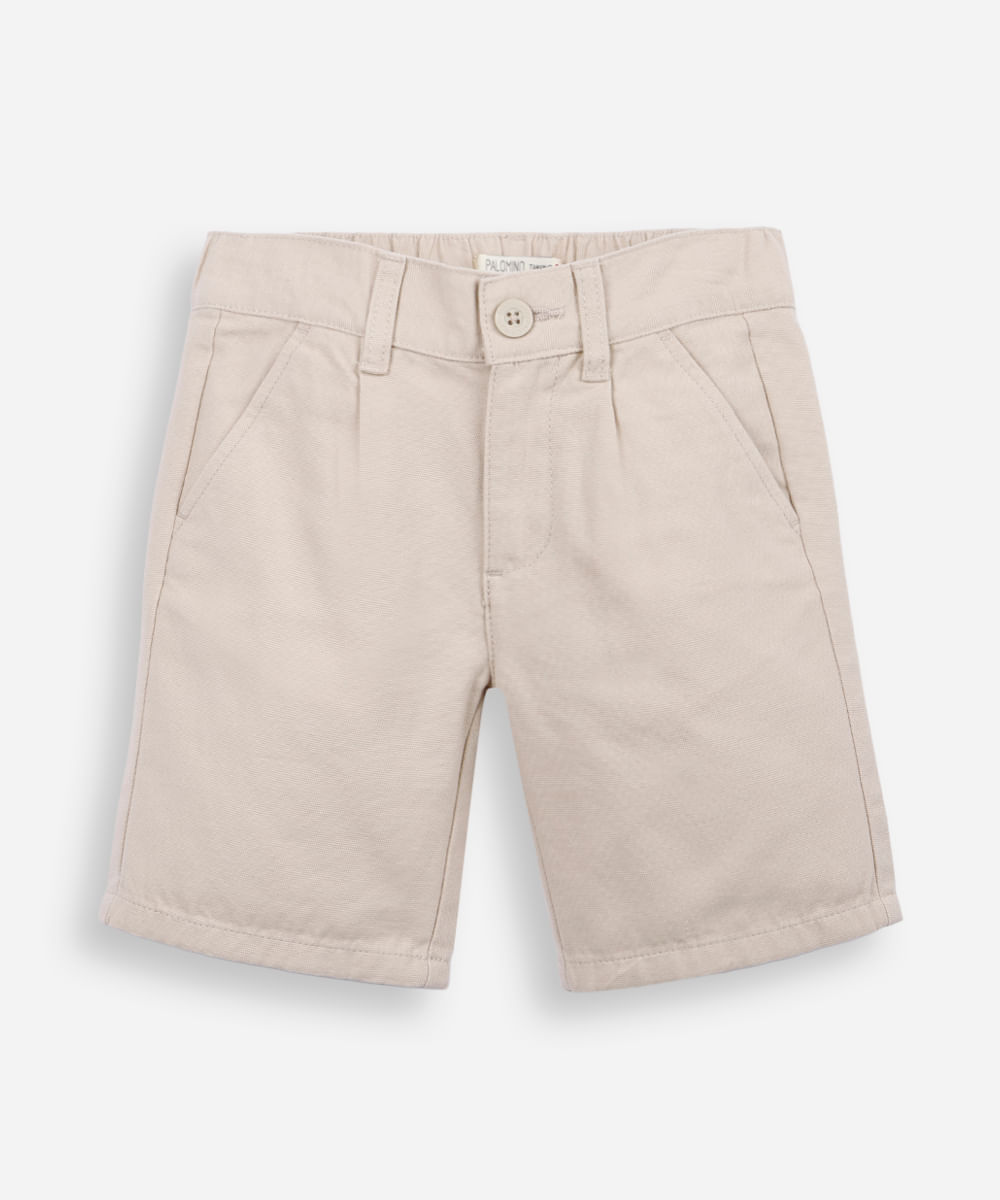 bermuda de sarja infantil bolsos chino bege
