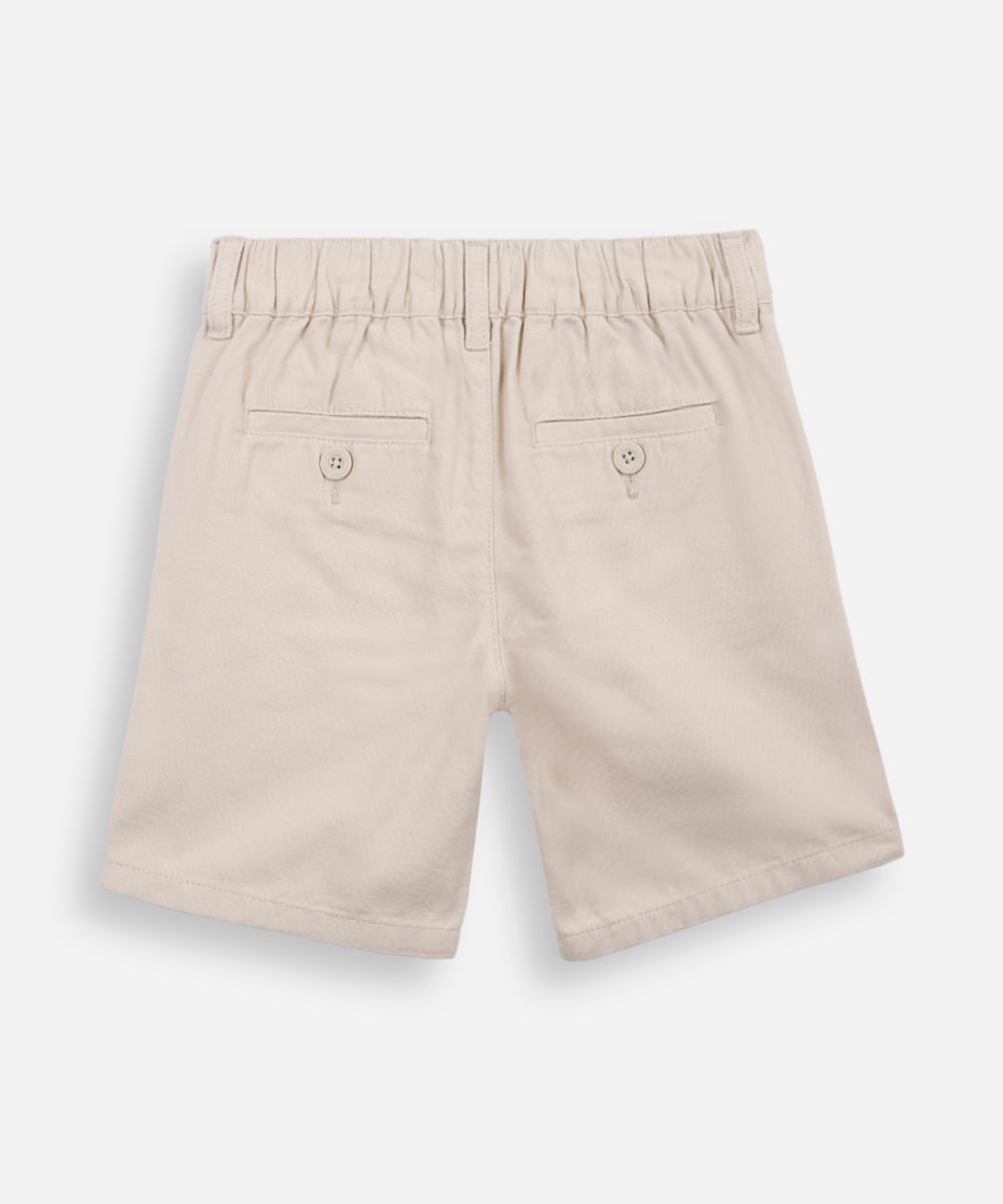 bermuda de sarja infantil bolsos chino bege
