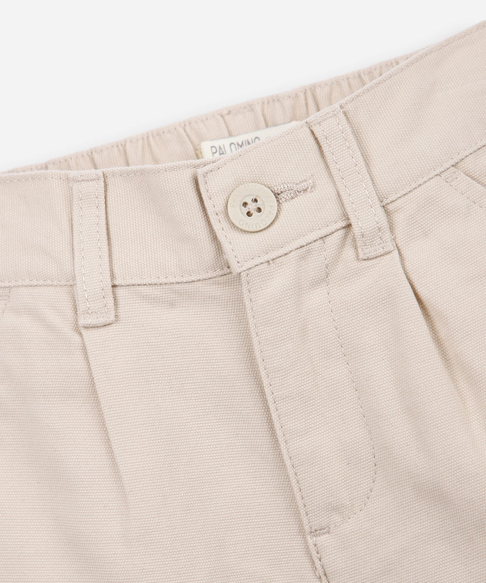 bermuda de sarja infantil bolsos chino bege