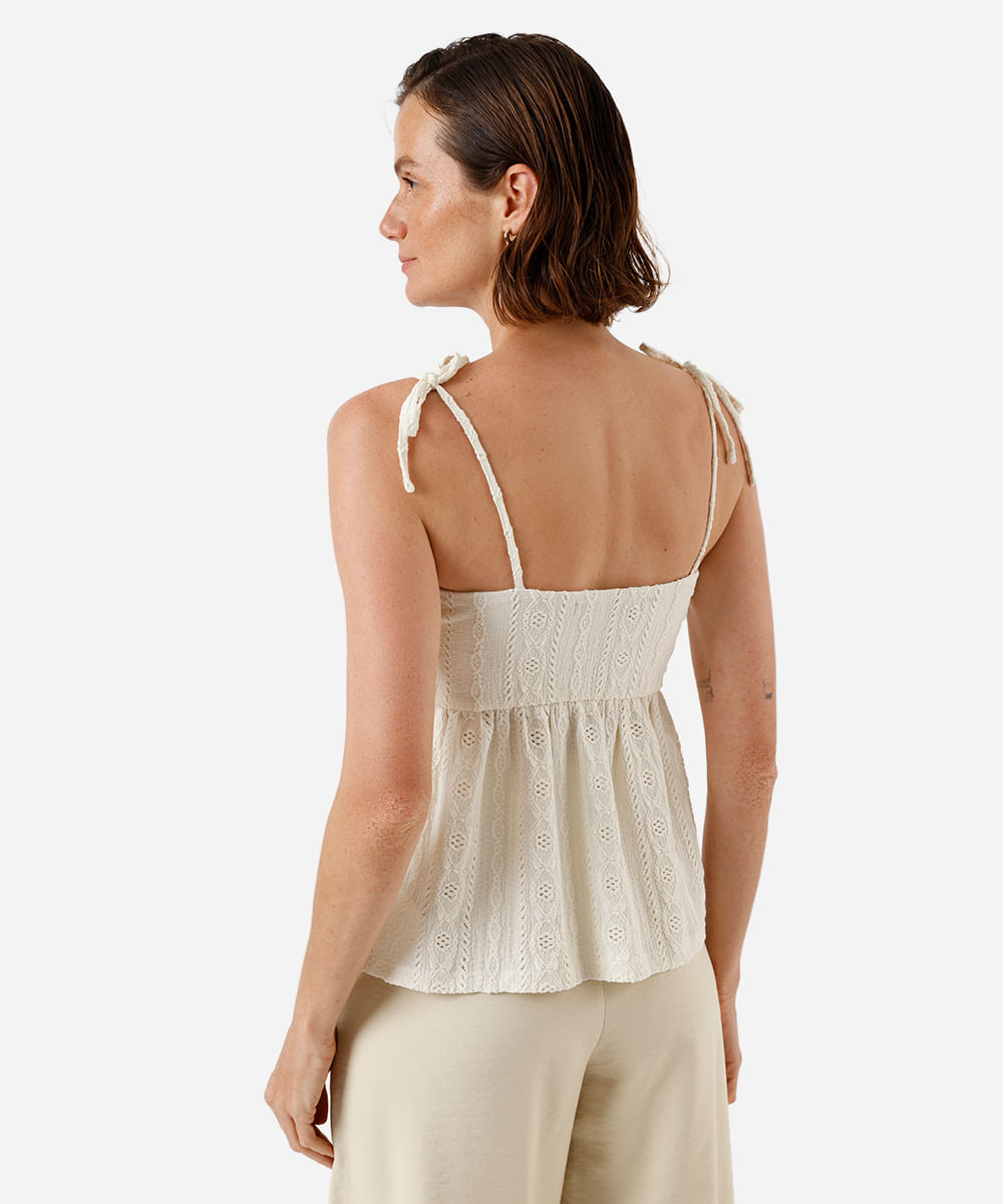 bata alça fina feminina de laise off white