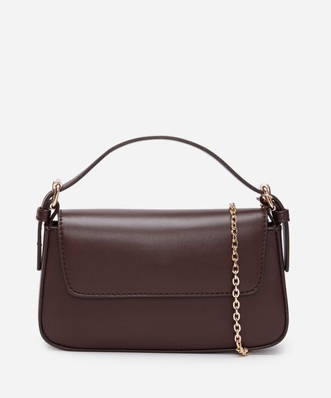 bolsa transversal estruturada com alça de corrente marrom