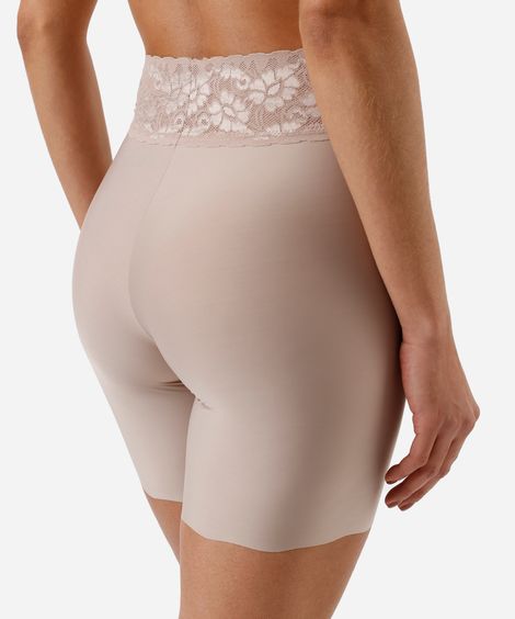 bermuda modeladora com renda demillus bege