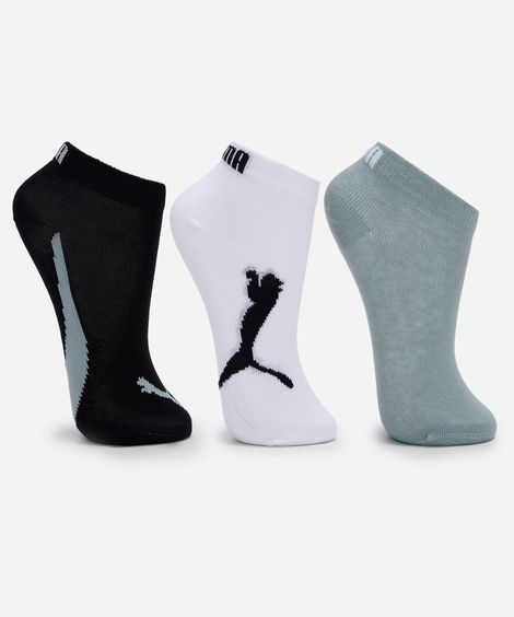 kit de 3 meias cano curto infantis puma colorido