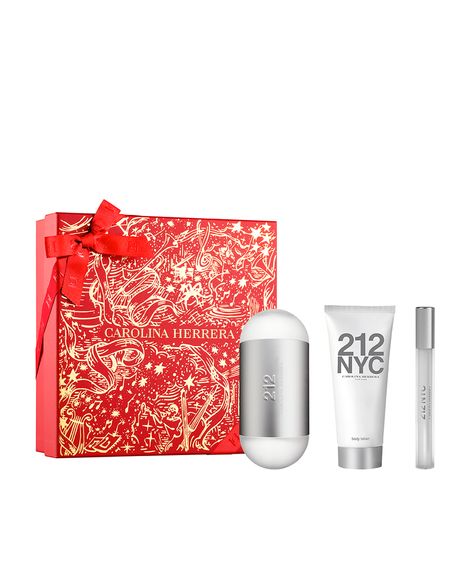 kit perfume feminino carolina herrera 212 nyc eau de toilette 10ml e 100ml loção hidratante corporal 100ml
