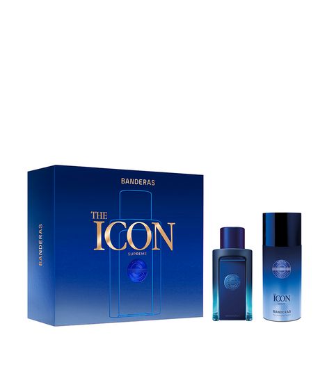 kit perfume masculino banderas the icon supreme eau de parfum intense for men 100ml e desodorante spray 24h 150ml