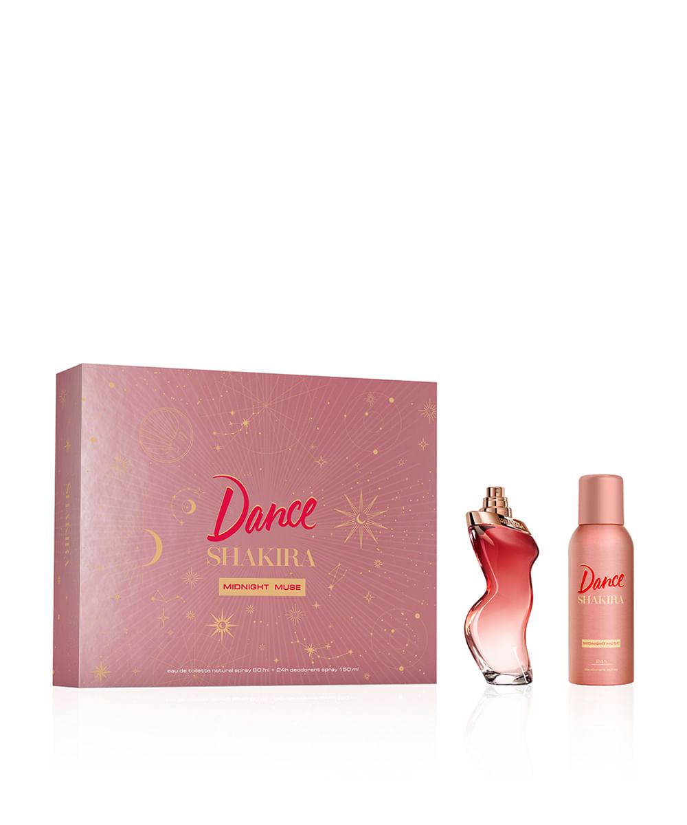 kit perfume feminino shakira dance midnight muse eau de toilette 80ml e desodorante spray 24h 150ml