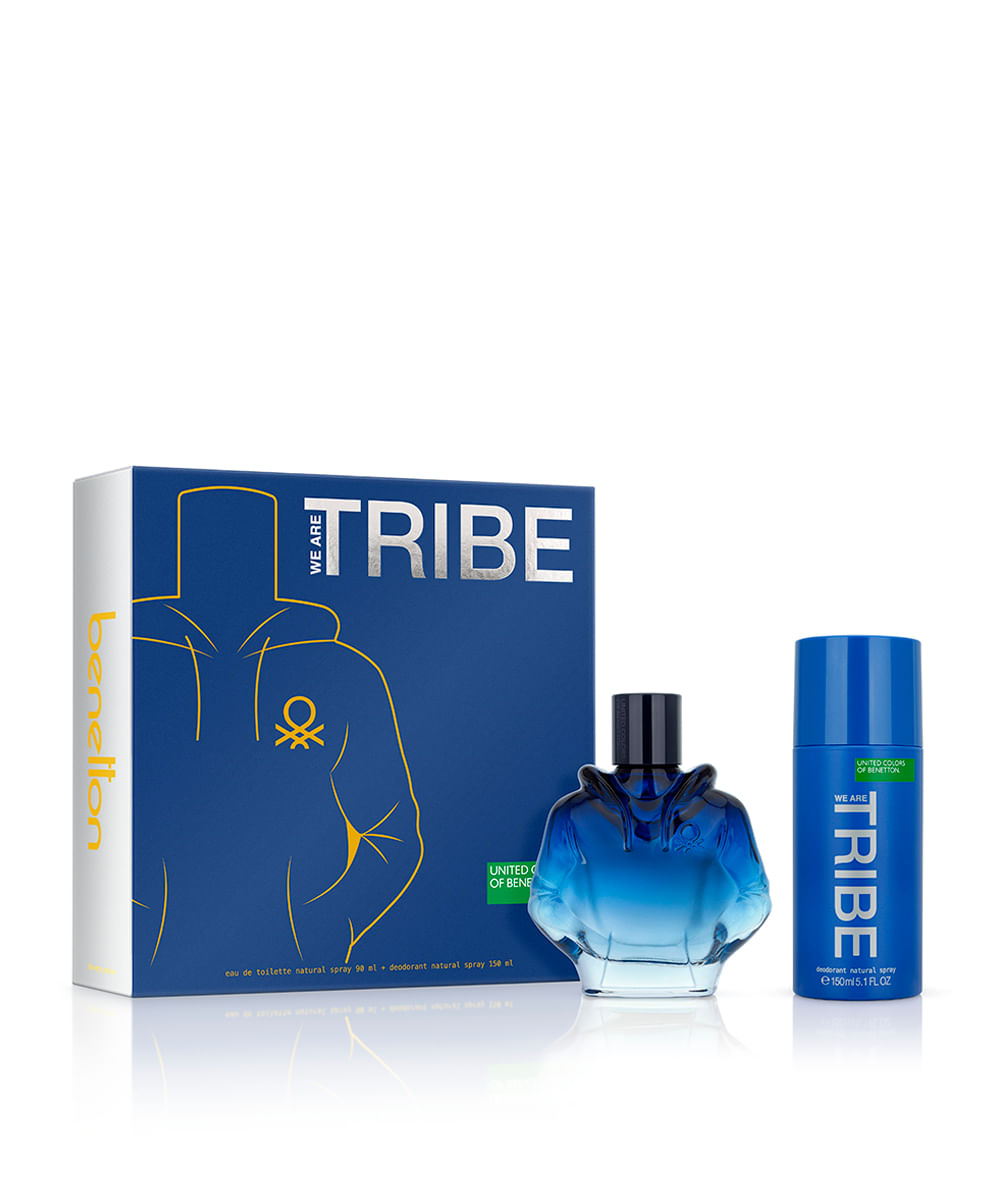 kit perfume masculino benetton united colors we are tribe eau de toilette 90ml e desodorante 150ml