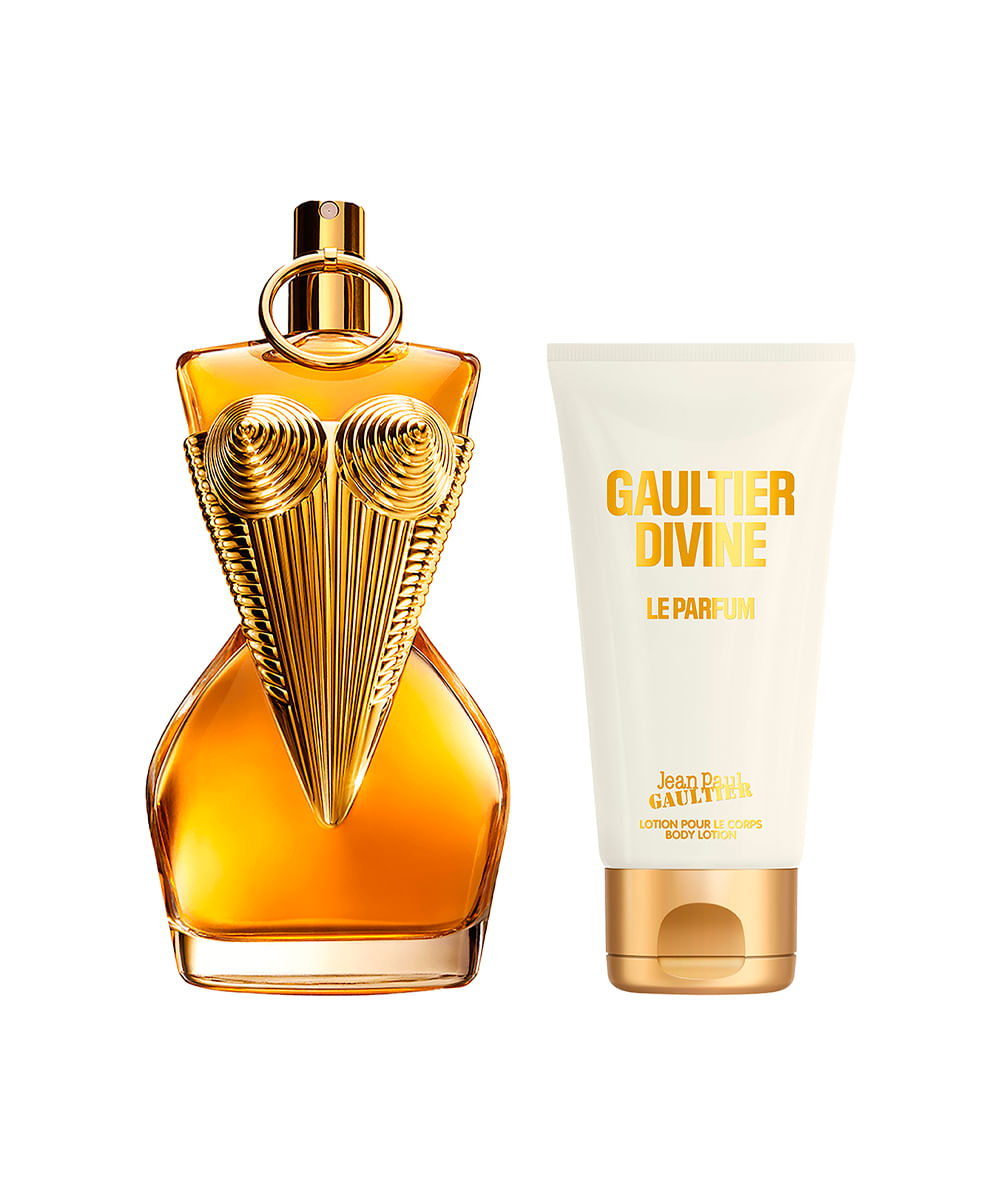 kit perfume feminino jean paul gaultier divine eau de parfum intense 100ml e creme corporal le parfum lotion pour le corps 75ml