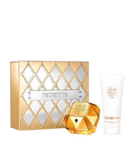 kit perfume feminino rabanne lady million eau de parfum 80ml e creme corporal 100ml
