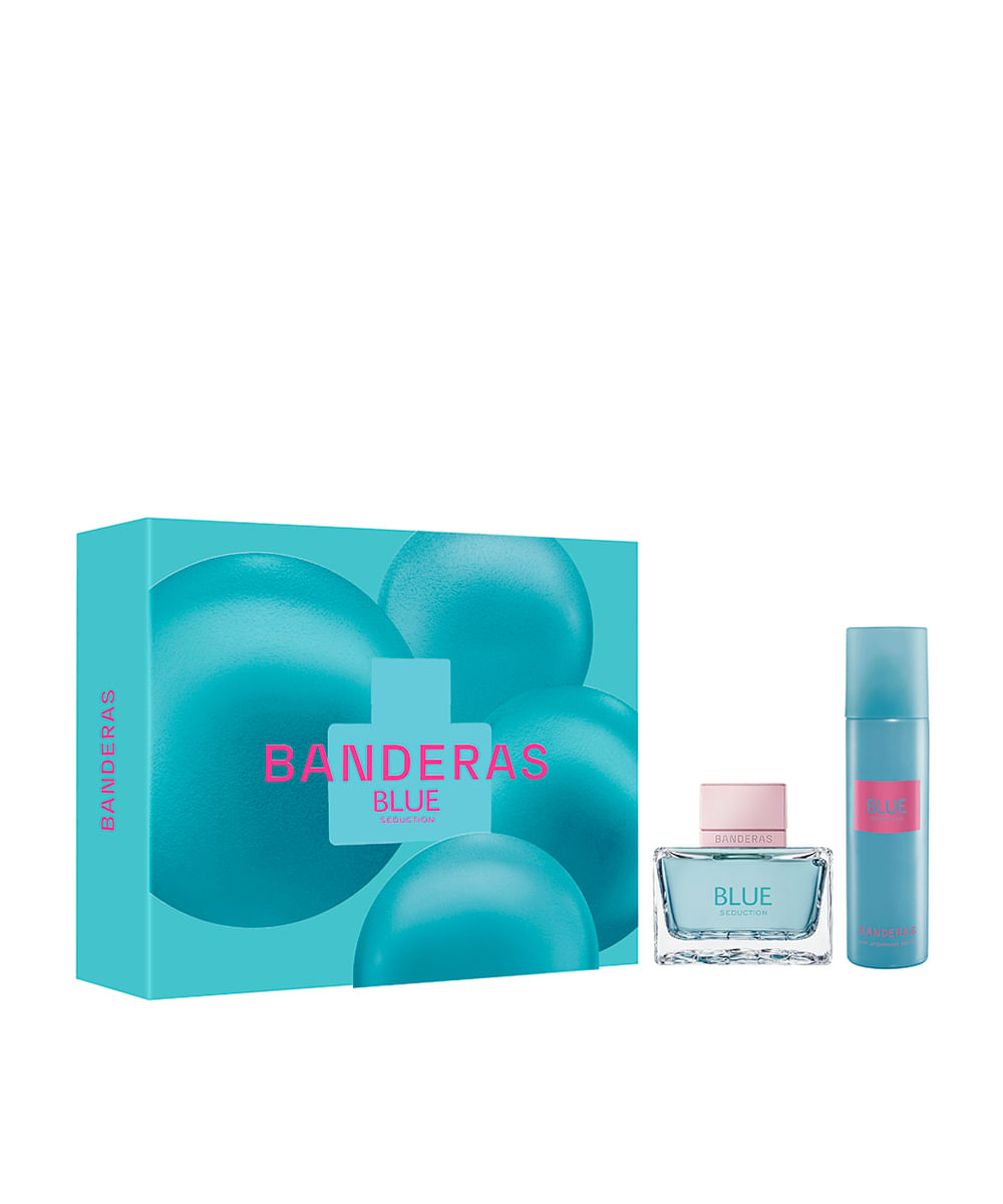 kit perfume feminino banderas blue seduction for women eau de toilette 80ml e desodorante spray 24h 150ml