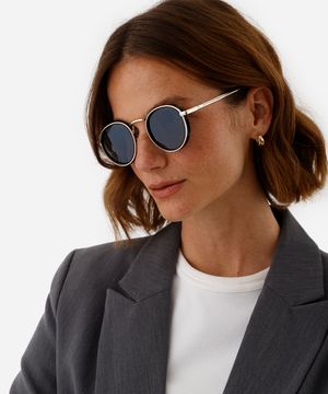 óculos de sol redondo triton unissex dourado