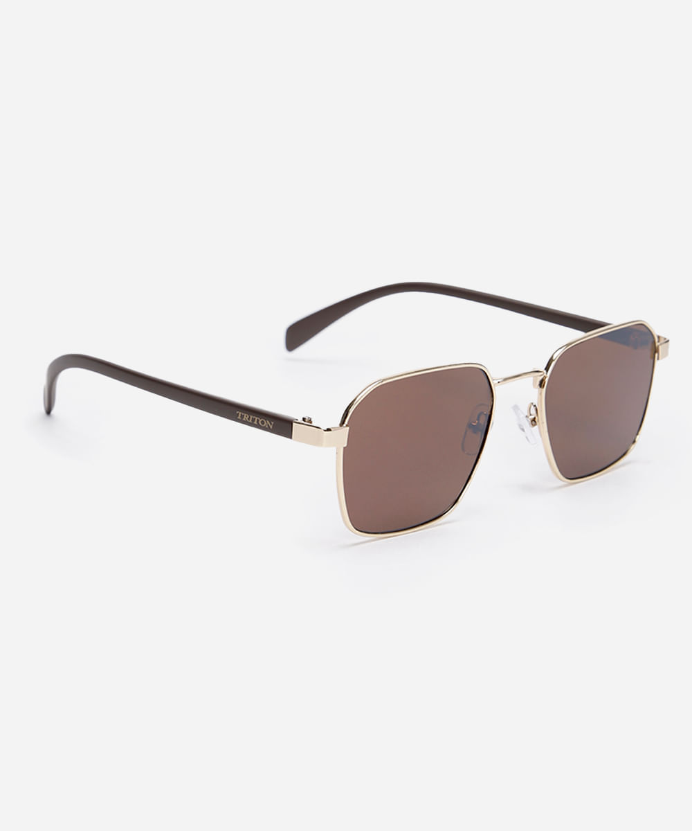 óculos de sol quadrado triton unissex dourado