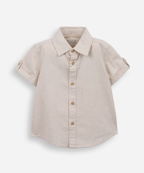 camisa infantil de algodão manga curta bege