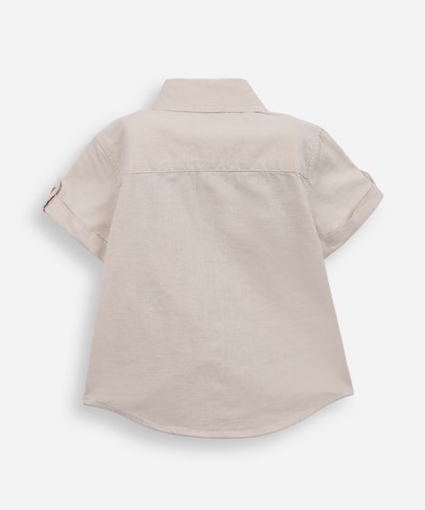 camisa infantil de algodão manga curta bege
