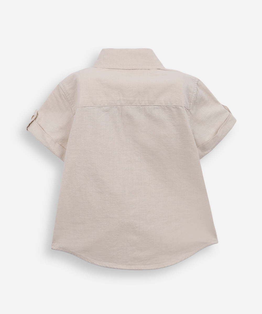 camisa infantil de algodão manga curta bege