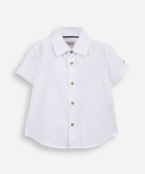 camisa infantil de algodão manga curta off white