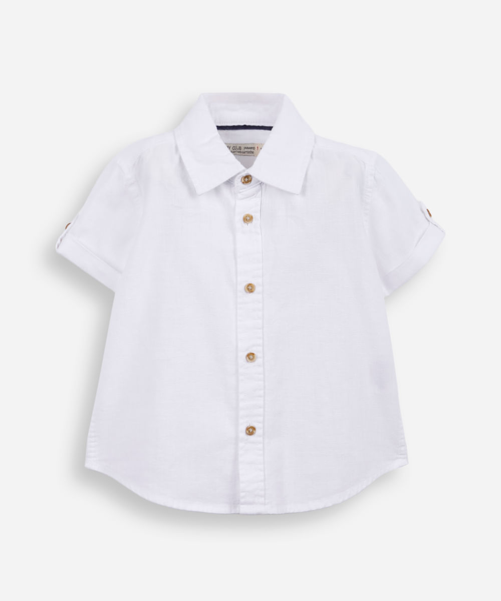 camisa infantil de algodão manga curta off white