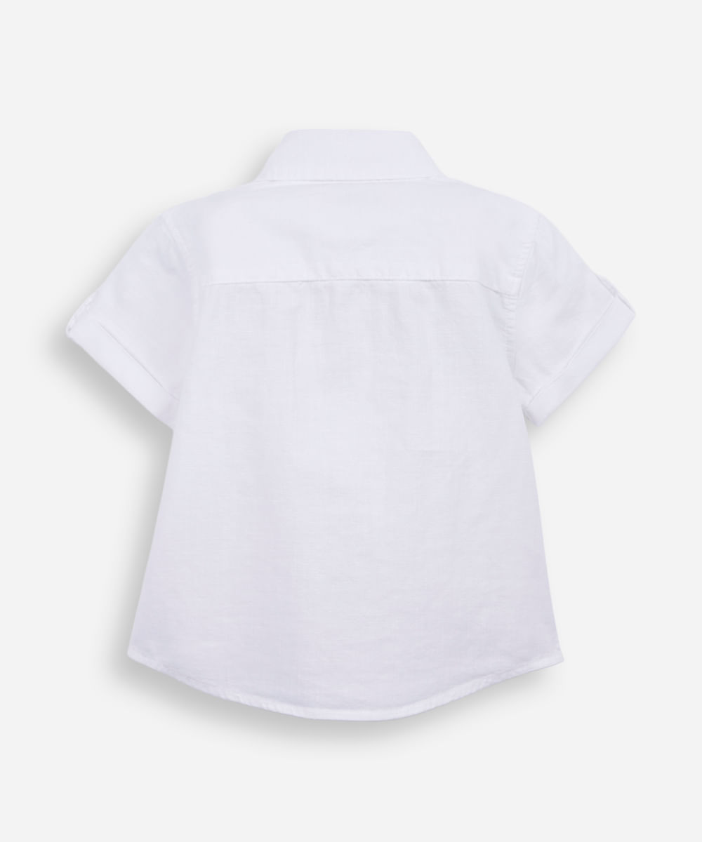 camisa infantil de algodão manga curta off white