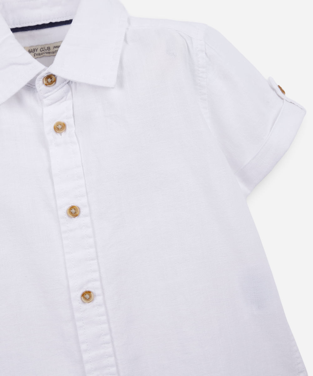 camisa infantil de algodão manga curta off white