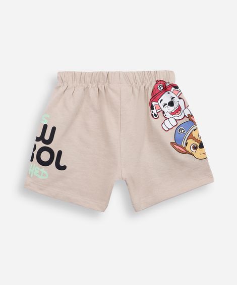 short infantil de algodão patrulha canina bege