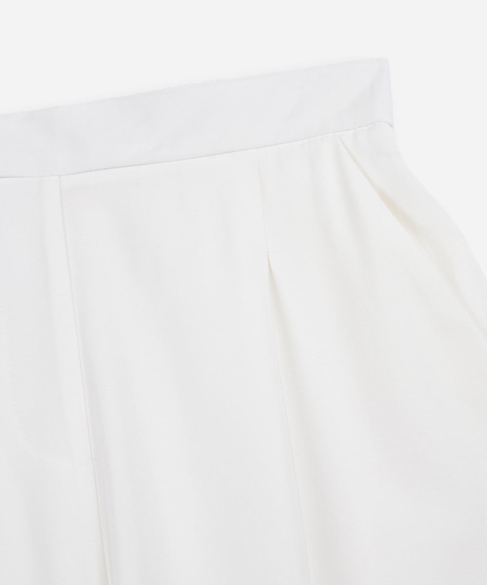 calça wide leg juvenil com viscose cós elástico off white