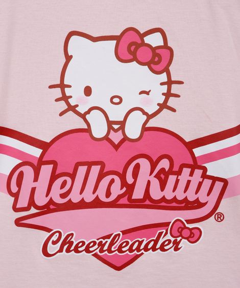 camiseta infantil de algodão hello kitty rosa