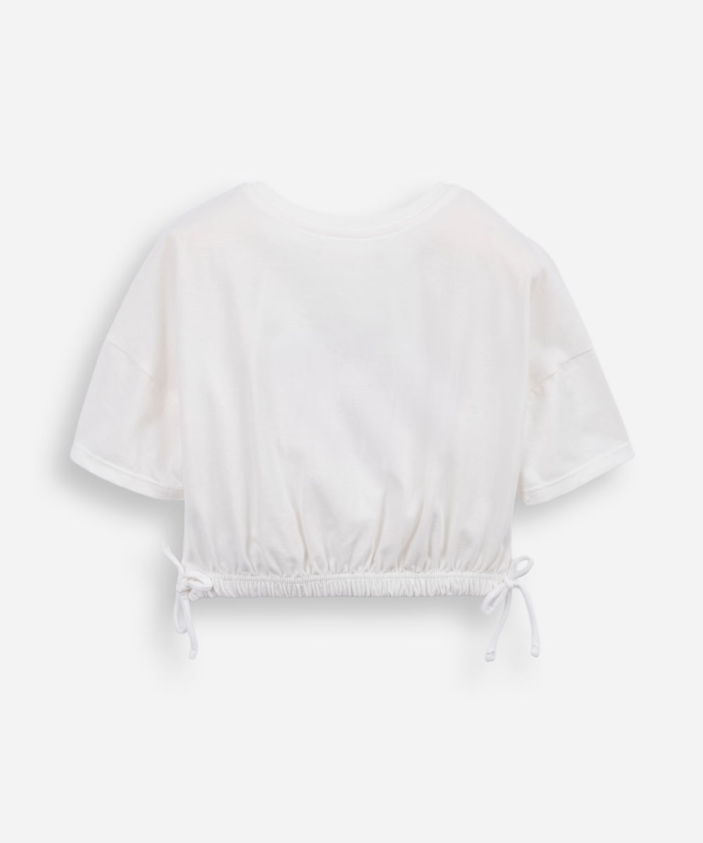 blusa infantil de algodão bordado paetê off white