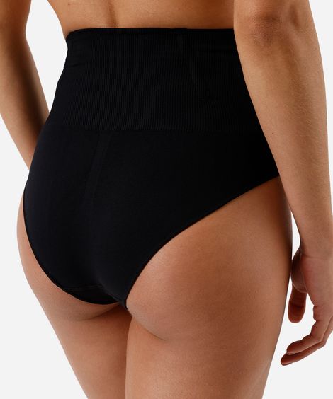 calcinha modeladora feminina cintura alta plié - preto