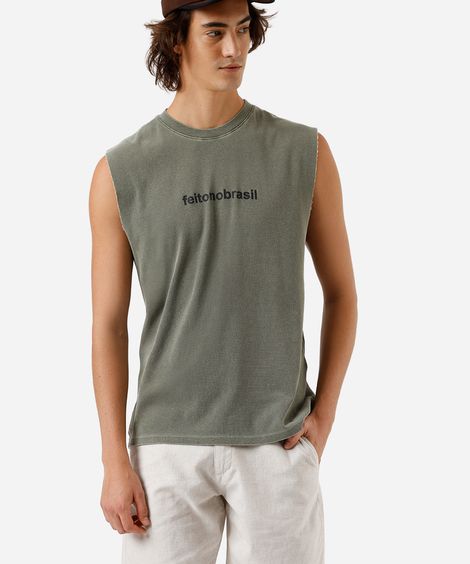 regata machão masculina de algodão estampada verde