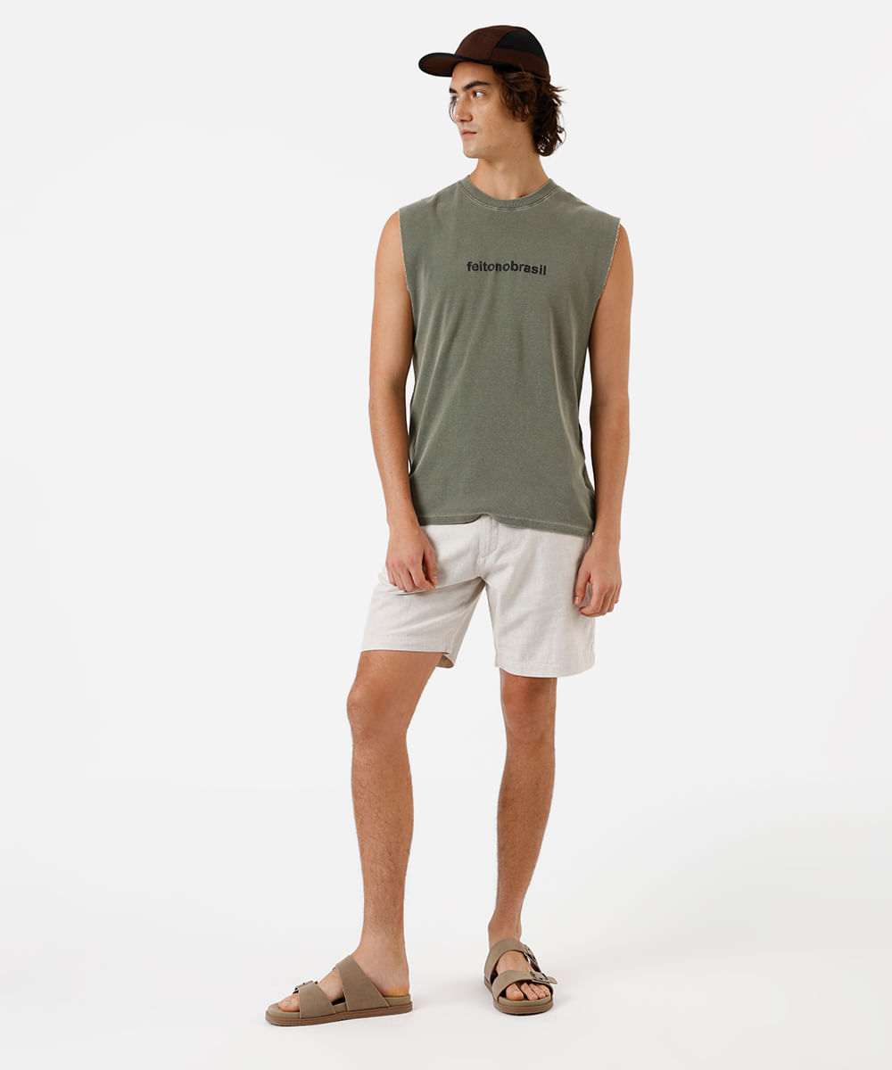 regata machão masculina de algodão estampada verde