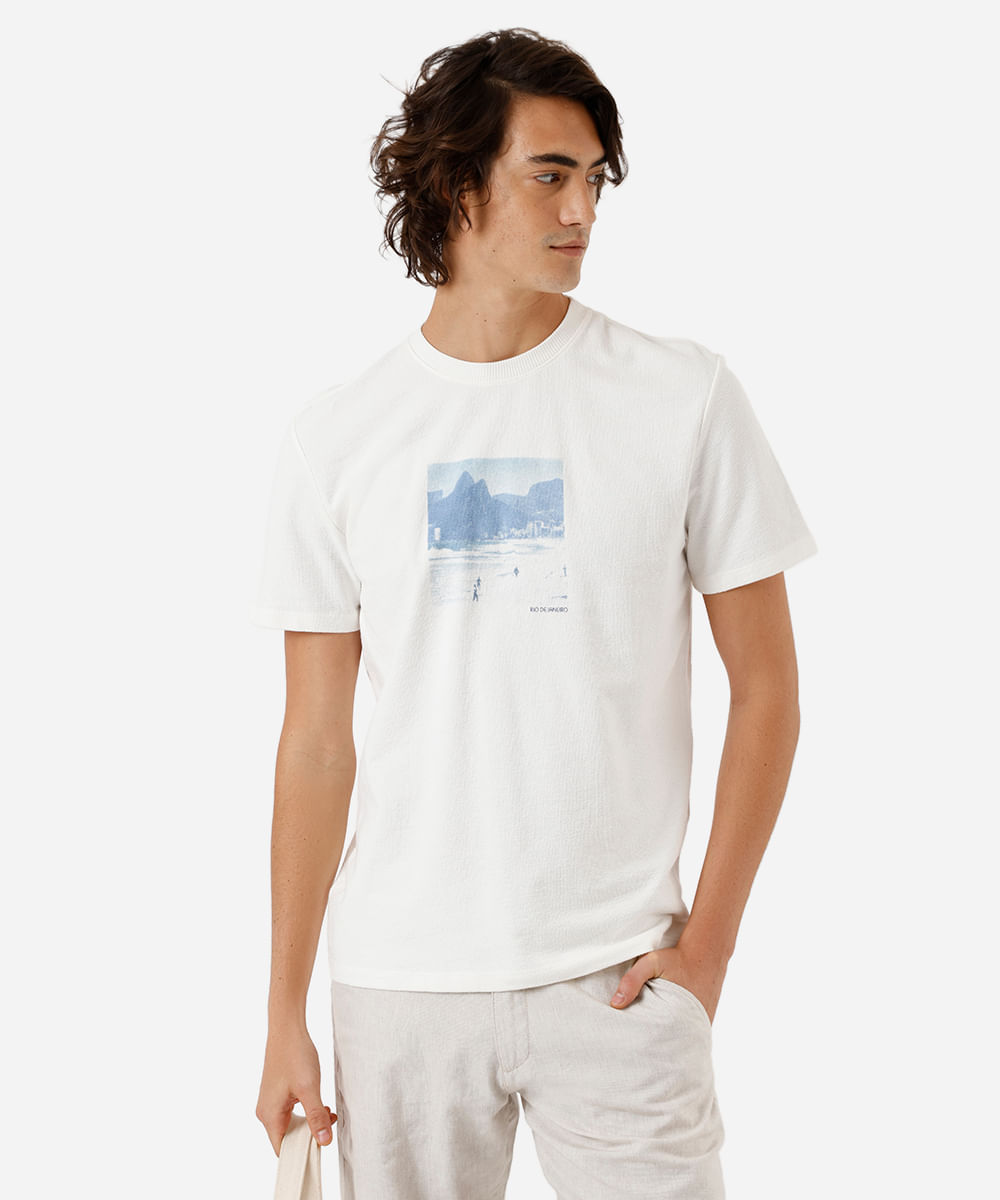 camiseta masculina de algodão rio de janeiro off white