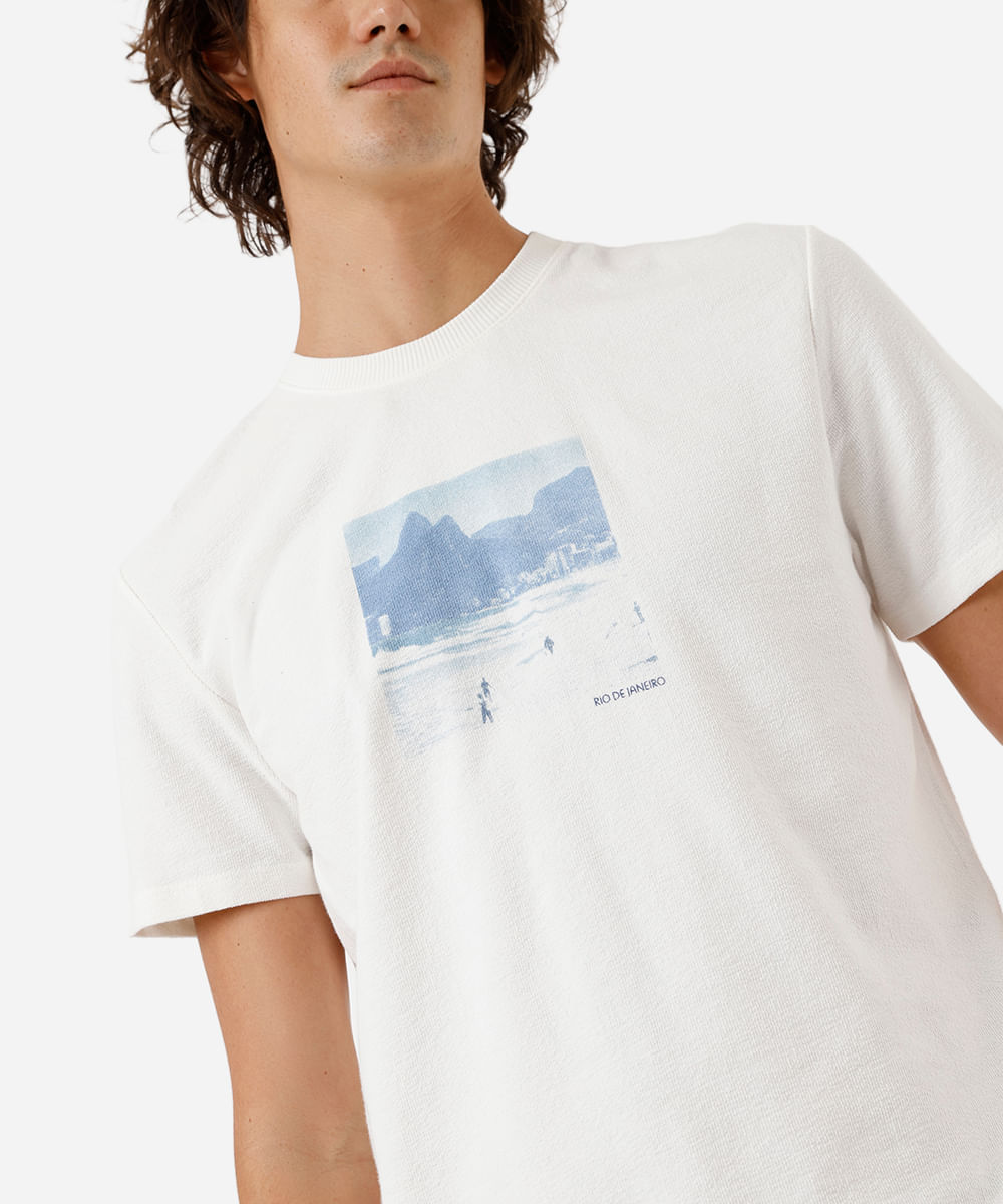 camiseta masculina de algodão rio de janeiro off white