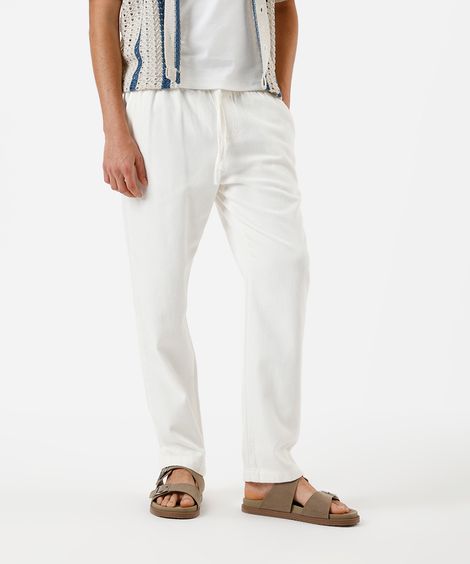 calça jogger cropped masculina de sarja off white