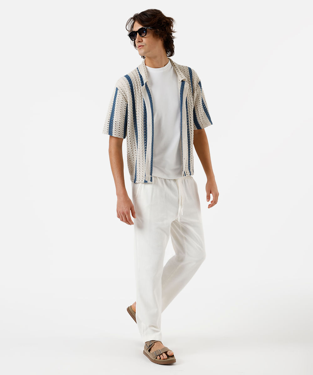 calça jogger cropped masculina de sarja off white