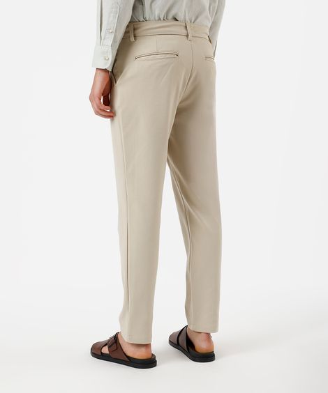calça reta masculina de alfaiataria bege