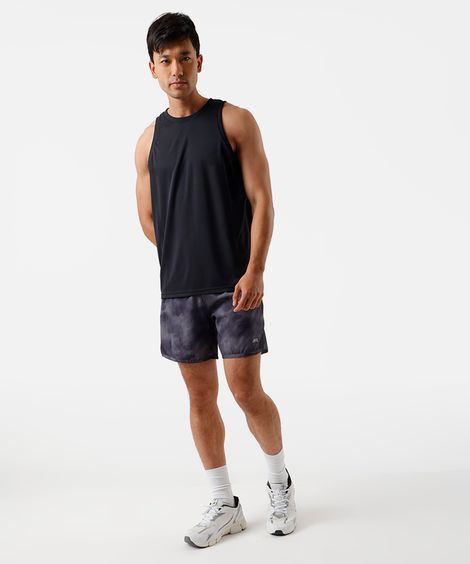 short masculino esportivo com bolso estampado cinza