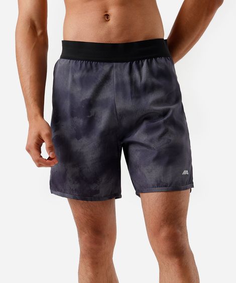 short masculino esportivo com bolso estampado cinza