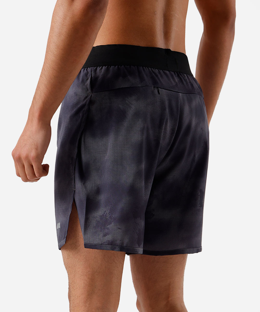 short masculino esportivo com bolso estampado cinza
