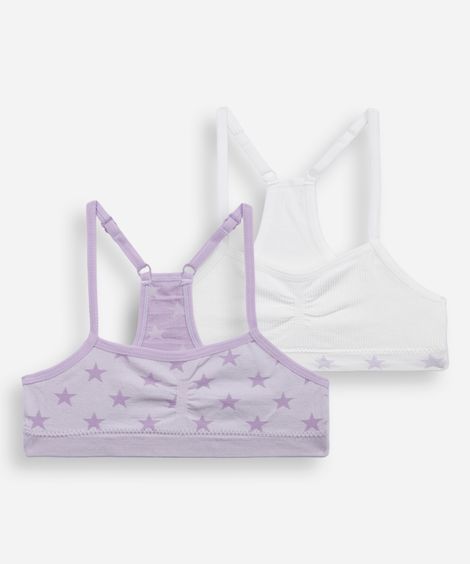 kit de 2 sutiãs juvenil estrelas colorido