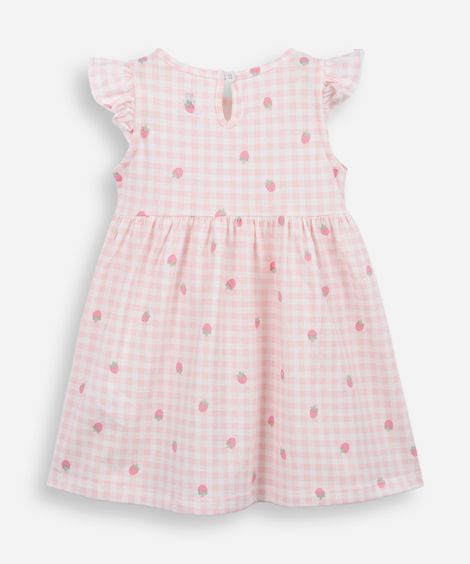 vestido infantil de algodão xadrez rosa