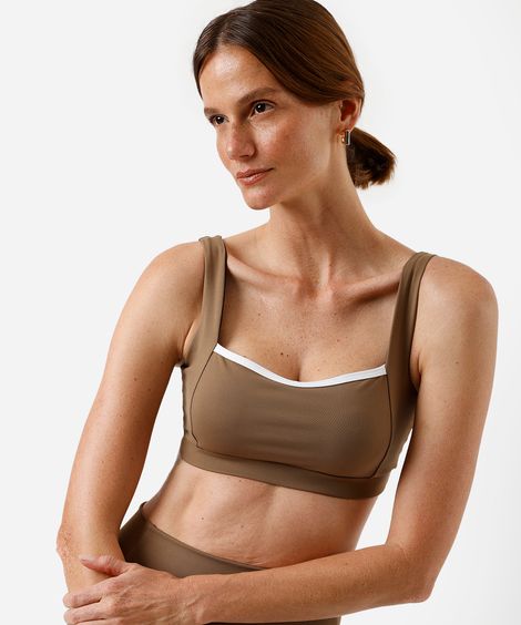 top feminino esportivo ace decote coração marrom