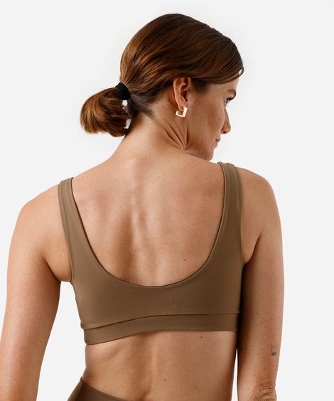 top feminino esportivo ace decote coração marrom