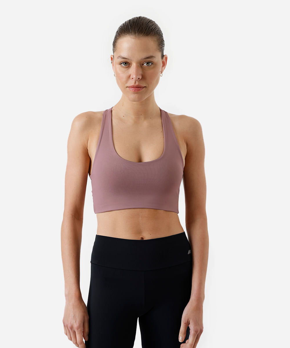 top nadador feminino de poliamida esportivo rosa