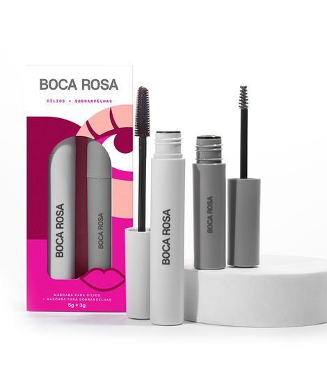 kit boca rosa máscara de cílios efeito natural e máscara de sobrancelha